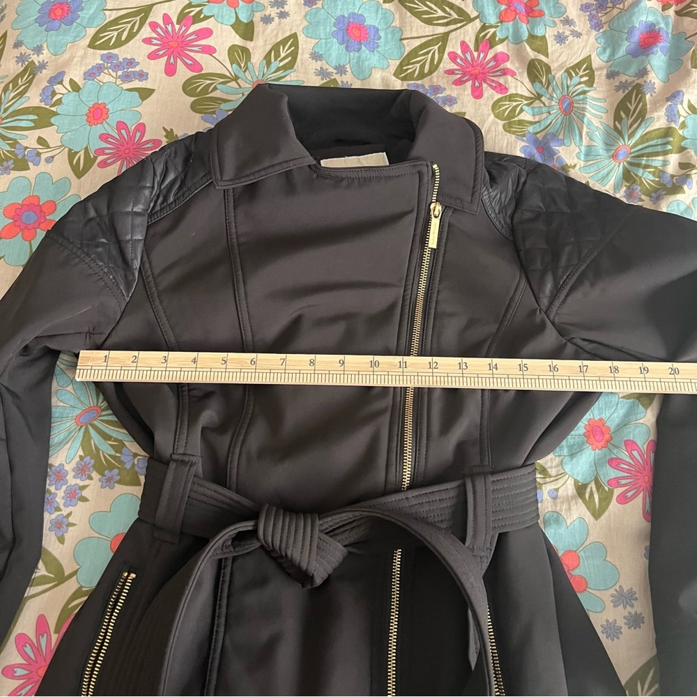 MICHAEL Michael Kors Black lined winter Trench Coat with Gold Accents - Picture 12 of 12